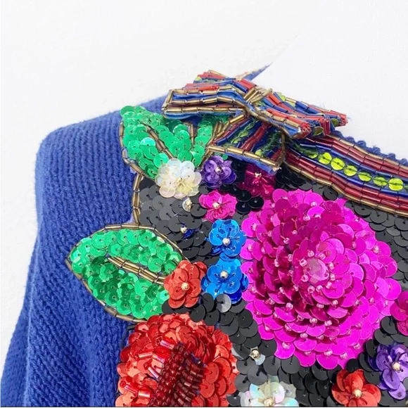 Cropped Vintage Beaded Sequin Sweater, size S/M - Picture 4 of 5